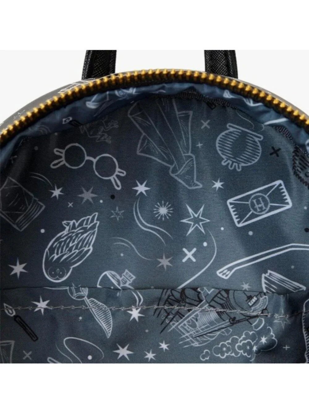 Loungefly Harry Potter Hogwarts Castle Black White Mini Backpack AOP Moon NWT - Picture 5 of 6